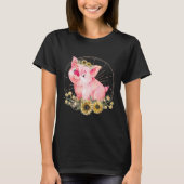 Niedliches Schwein mit Sonnenblume, Tiny Pig T-Shirt (Vorderseite)