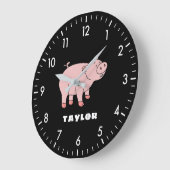 Niedliches Schwein Personalisierter Individuelle N Große Wanduhr (Winkel)