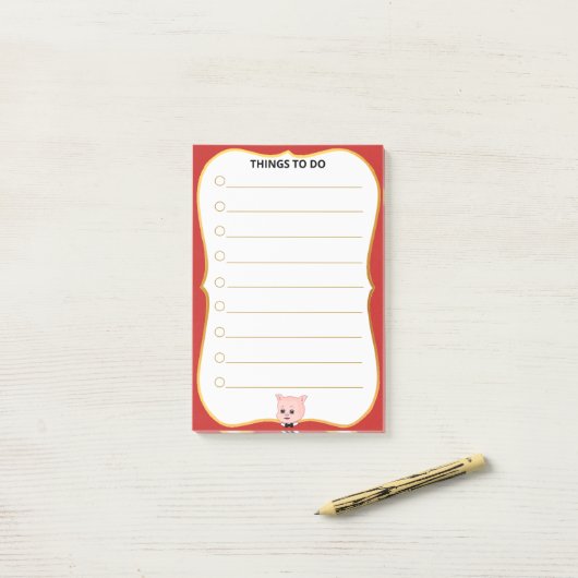Niedliches Schwein Post-it Klebezettel (Auf Schreibtisch)