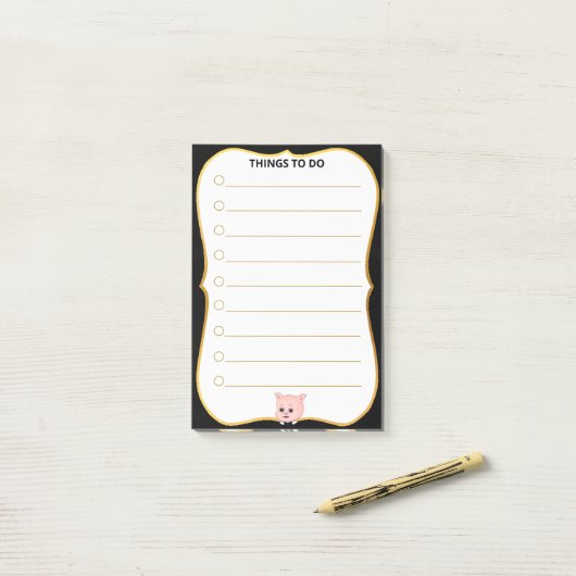 Niedliches Schwein Post-it Klebezettel (Auf Schreibtisch)