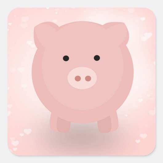 Niedliches Schwein Quadratischer Aufkleber (Vorderseite)
