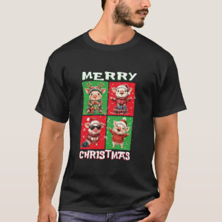 Niedliches Schwein Santa Animals Lover Frohe Weihn T-Shirt