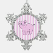 Niedliches Schwein, Schwein, Schwein, Rosa Schwein Schneeflocken Zinn-Ornament (Vorderseite)