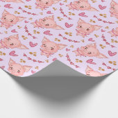 Niedliches Schwein- und Herzklopfpapier Geschenkpapier (Ecke)