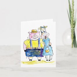 Niedliches Schwein und Kuh Karte