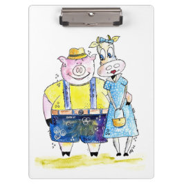 Niedliches Schwein und Kuh Klemmbrett