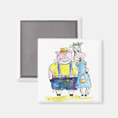 Niedliches Schwein und Kuh Magnet (Vorderseite/Rückseite)