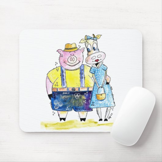 Niedliches Schwein und Kuh Mousepad (Mit Mouse)