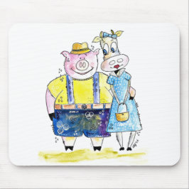 Niedliches Schwein und Kuh Mousepad