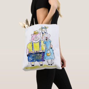 Niedliches Schwein und Kuh Tasche