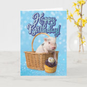 Niedliches Schwein zum Geburtstag Karte (Gelbe Blume)