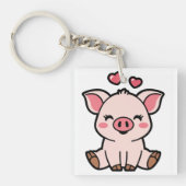 Niedliches Schweine Schlüsselanhänger (Vorderseite)