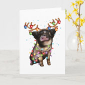 Niedliches Schweine, Schweinebrück Funny Weihnacht Karte (Gelbe Blume)