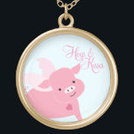 Niedliches Schweine Vergoldete Kette<br><div class="desc">Kakaokunst</div>