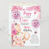 Niedliches Schweine zum Geburtstag Einladung (Vorne/Hinten)