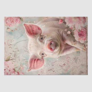Niedliches Schweinebrot Rose Blumenbeete Decoupage Seidenpapier
