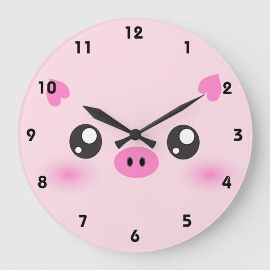 Niedliches Schweinefass - Kawaii-Minimalismus Große Wanduhr (Vorderseite)