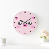 Niedliches Schweinefass - Kawaii-Minimalismus Große Wanduhr (Zuhause)