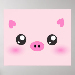 Niedliches Schweinefass - Kawaii-Minimalismus Poster