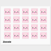 Niedliches Schweinefass - Kawaii-Minimalismus Quadratischer Aufkleber (Blatt)