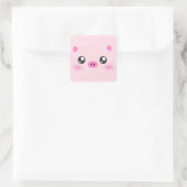 Niedliches Schweinefass - Kawaii-Minimalismus Quadratischer Aufkleber (Tasche)