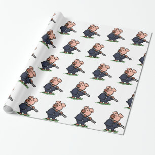Niedliches Schweinefleisch als Flöte Cartoon Far Geschenkpapier