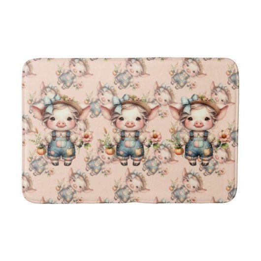 Niedliches Schweinefleisch aus landwirtschaftliche Badematte (Vorderseite)