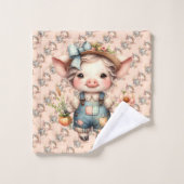 Niedliches Schweinefleisch aus landwirtschaftliche Badhandtuch Set (Waschlappen)