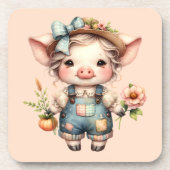 Niedliches Schweinefleisch aus landwirtschaftliche Getränkeuntersetzer (Vorderseite)