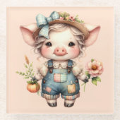 Niedliches Schweinefleisch aus landwirtschaftliche Glasuntersetzer (Vorderseite)