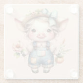 Niedliches Schweinefleisch aus landwirtschaftliche Glasuntersetzer (Rückseite)