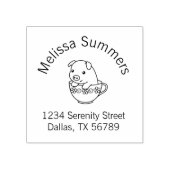 Niedliches Schweinefleisch in einer Teacup-Arkadet Gummistempel (Prägung)