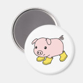 Niedliches Schweinefleisch in gelben Gummistiefeln Magnet (Vorderseite/Rückseite)