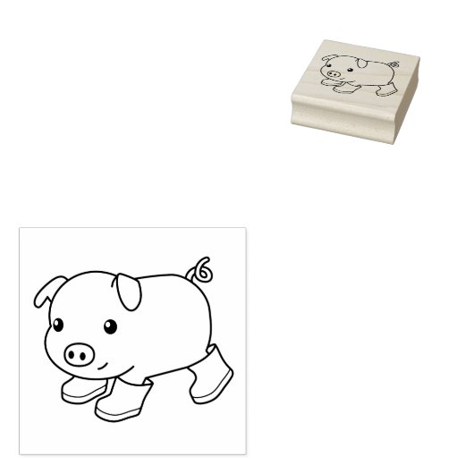 Niedliches Schweinefleisch in Gummistiefeln Gummistempel (Stempel)