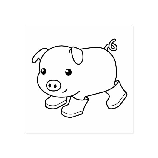 Niedliches Schweinefleisch in Gummistiefeln Gummistempel (Prägung)