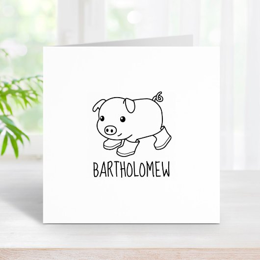 Niedliches Schweinefleisch in Kautschukstiefeln In Gummistempel