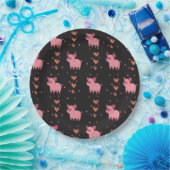 Niedliches Schweinefleisch mit rosa Herzmuster Sch Pappteller (Party)