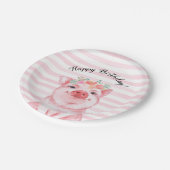 Niedliches Schweinefleisch mit rosa Streifen Gebur Pappteller (Schrägansicht)