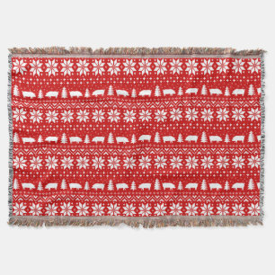 Niedliches Schweinefleisch Silhouetten Weihnachtsf Decke