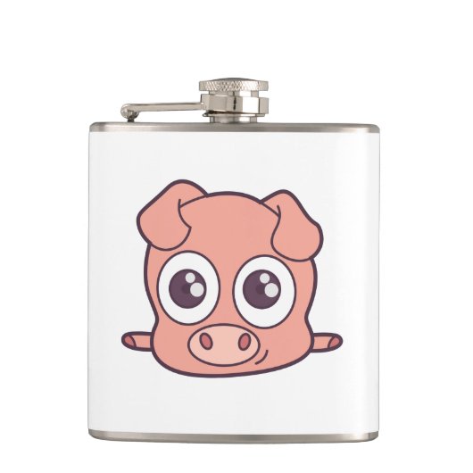 Niedliches Schweineklima Flachmann (Vorderseite)