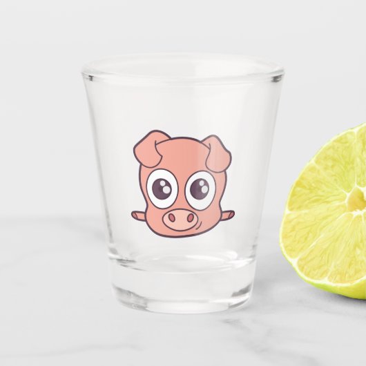 Niedliches Schweineklima Schnapsglas (Vorderseite)