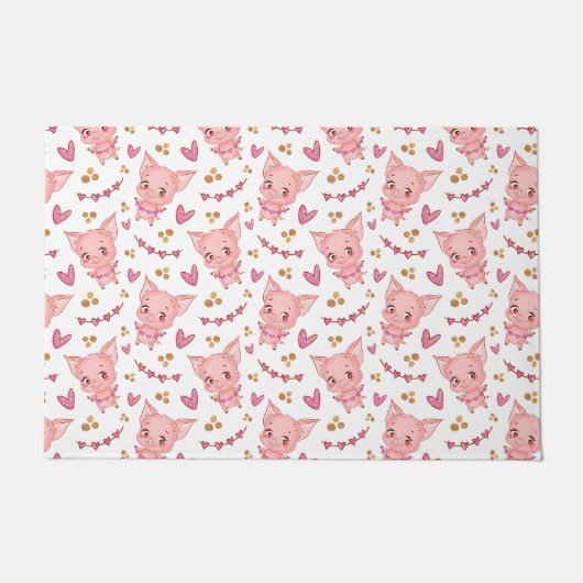 Niedliches Schweinemuster mit Herz Fußmatte (Vorderseite)