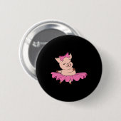 Niedliches Schweinezucht Rosa Tanztänzer Performer Button (Vorne & Hinten)