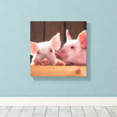 Niedliches Schweinpaar Leinwanddruck (Insitu (Holzboden))