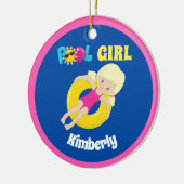 Niedliches Schwimmbad Blonde Girl Personalisiert Keramik Ornament (Links)
