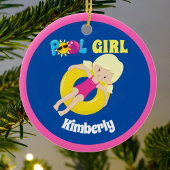 Niedliches Schwimmbad Blonde Girl Personalisiert Keramik Ornament