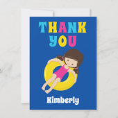 Niedliches Schwimmbad Geburtstagsparty Kindermädch Dankeskarte (Vorderseite)