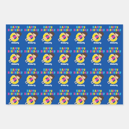 Niedliches Schwimmbad Gedecktes Schwimmbad Geburts Geschenkpapier Set (Vorderseite)