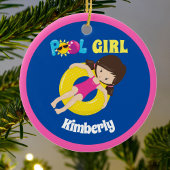 Niedliches Schwimmbad Girl Custom Pink Blue Keramik Ornament