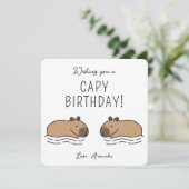 Niedliches Schwimmen Capybaras Capy Birthday Karte (Stehend Vorderseite)